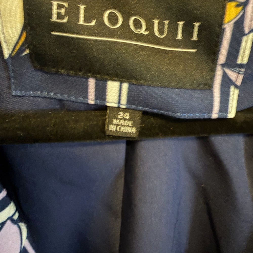 BNWT- Eloquii Plus Size Blue Floral Striped Blazer- Size 24W - Picture 11 of 13